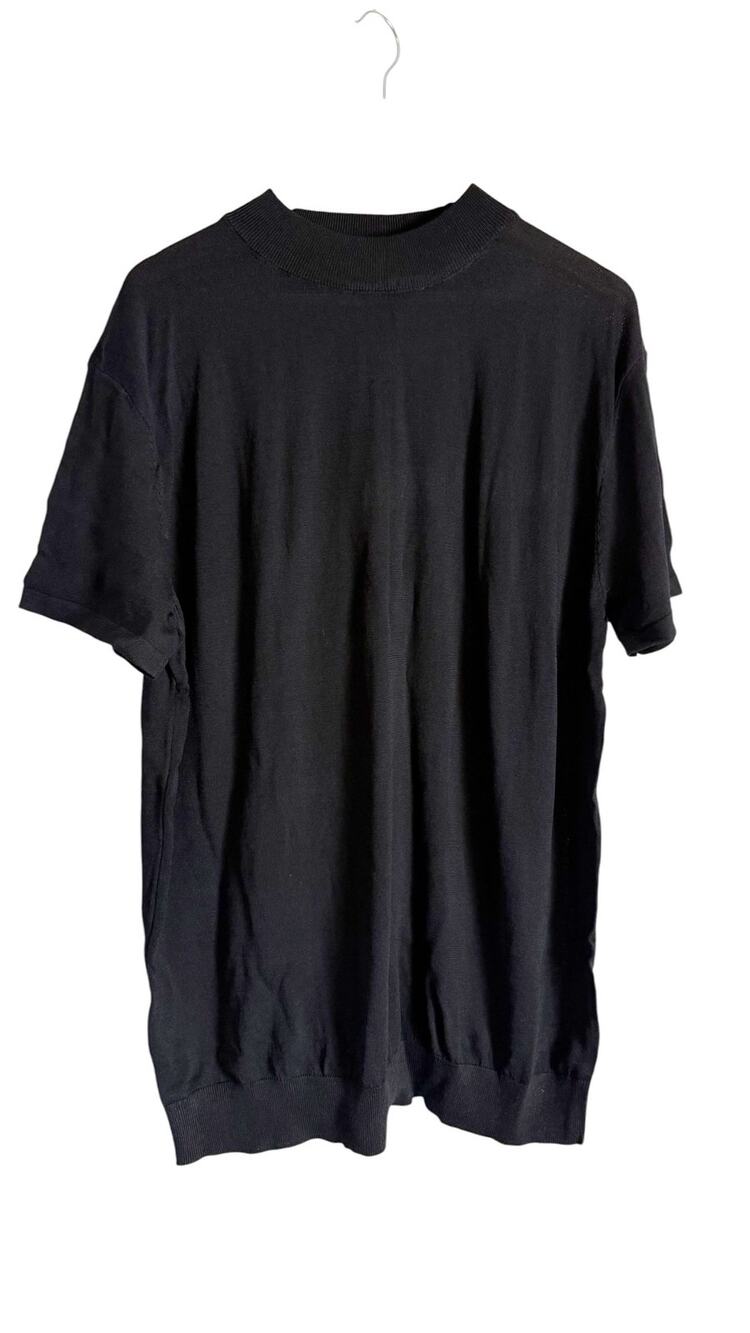 Paul Jones Solid Black Mock Neck Knit Pullover Short Sleeve Sweater Men’s 2XL